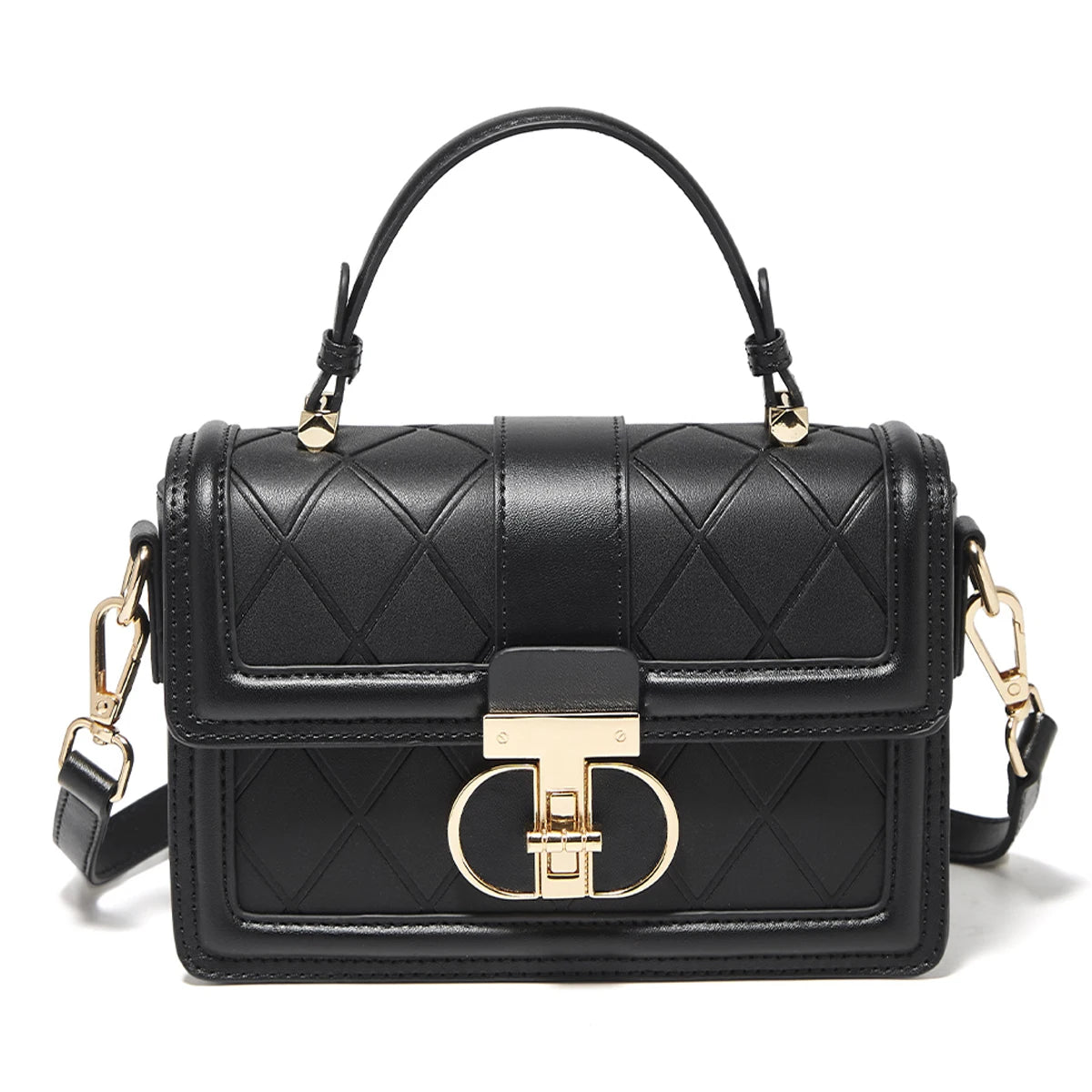 Damen Top-handle Tasche aus Split Leder mit Diamant-Gitter