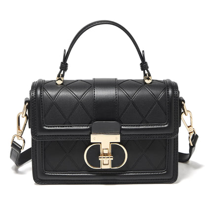 Damen Top-handle Tasche aus Split Leder mit Diamant-Gitter