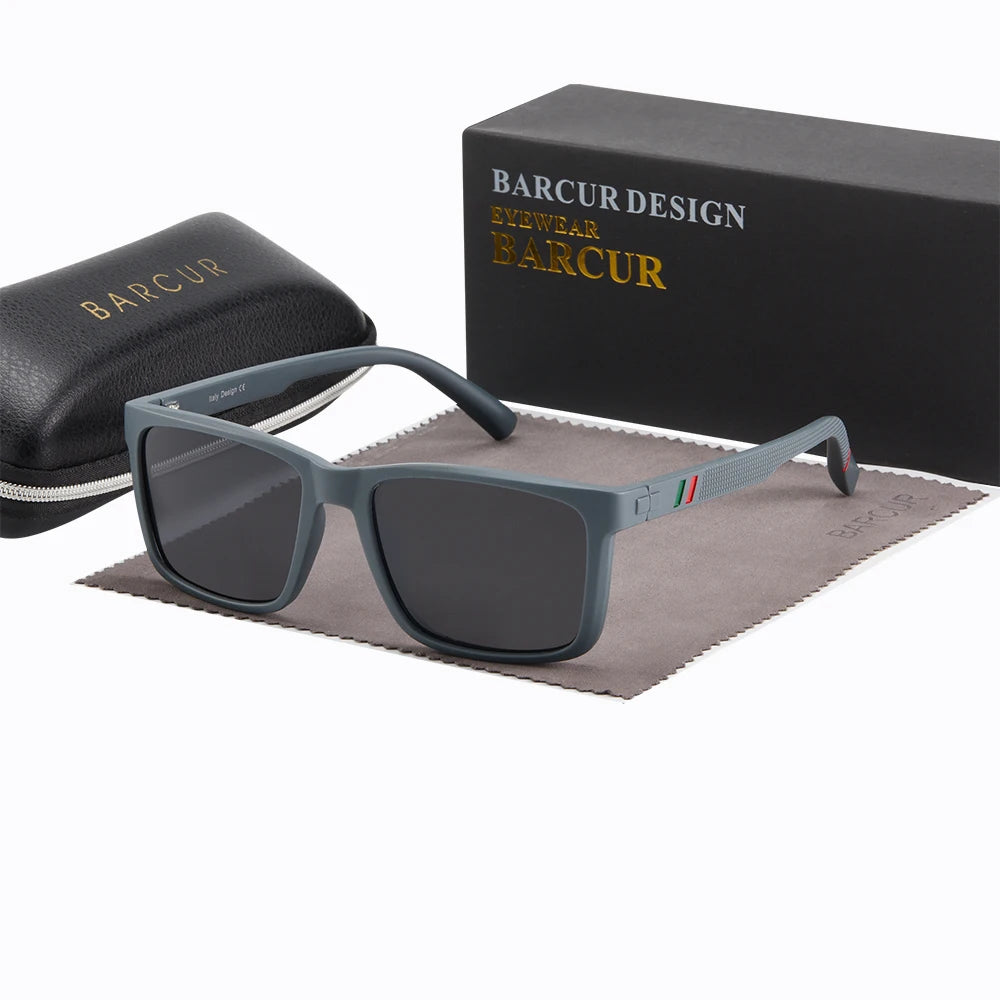 Sonnenbrille quadratisch UV400 polarisiert Fahren Herren Originaletui