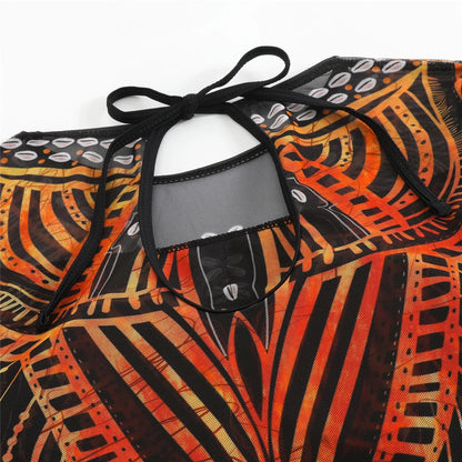 Damen-Badeanzug Blumen Langarm Sarong einteilig gepolstert