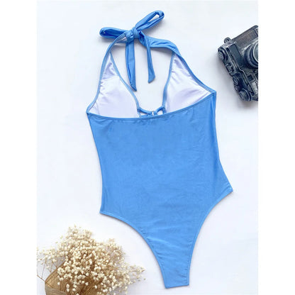 Damen Badeanzug Schlangenhaut Neckholder Bauch-Cut-Out Monokini Einteiler