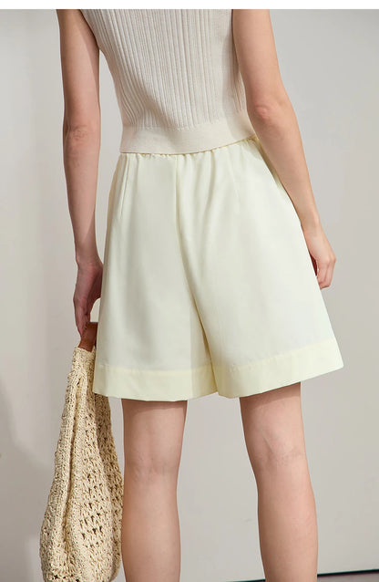 Damen Shorts im minimalistischen Stil mit elastischem Bund und weitem Bein