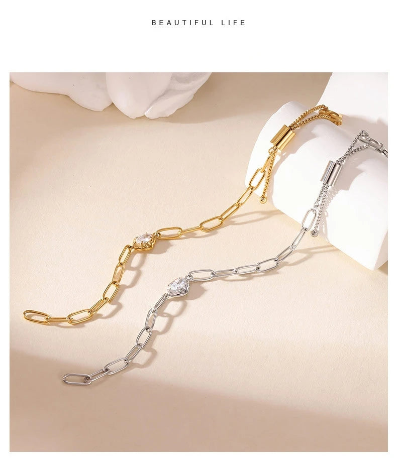 Damen-Kettenarmband mit Zirkonia in Birnenform