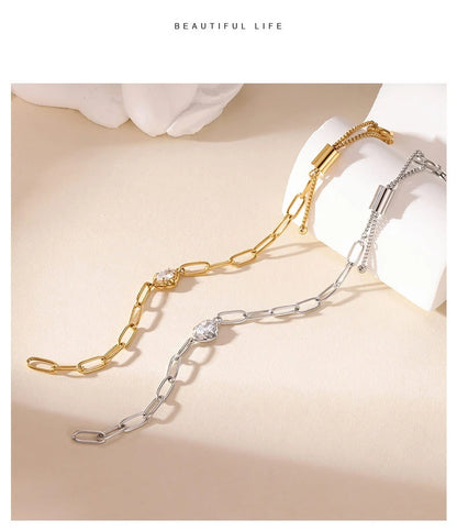 Damen-Kettenarmband mit Zirkonia in Birnenform