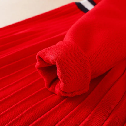 Mädchen Pullover Kleid Lange Ärmel 2024 Neue Strickkleidung Rundhals Prinzessin Kleid Adrette Kinder Schleife Strickwaren