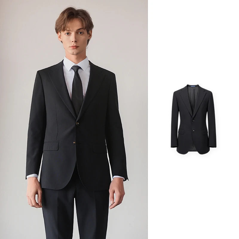Herrenanzug aus 100% Wolle in tiefem Blau, doppelt geknöpft – ideal für Hochzeit, Dinnerparty oder den täglichen eleganten Auftritt.