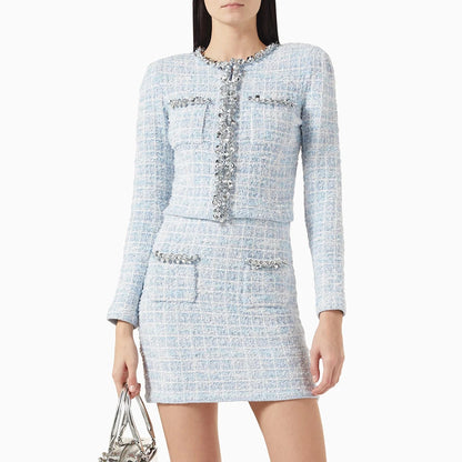 Eleganter Damen-A-Linien-Rock mit hohem Bund und Patchwork-Design im minimalistischen Stil