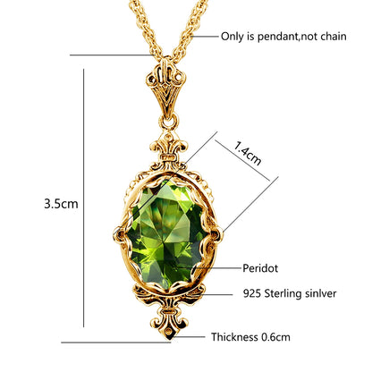 Damen-Ovaler Peridot-Anhänger aus Silber 925 im Boho-Stil für Alltag und festliche Anlässe