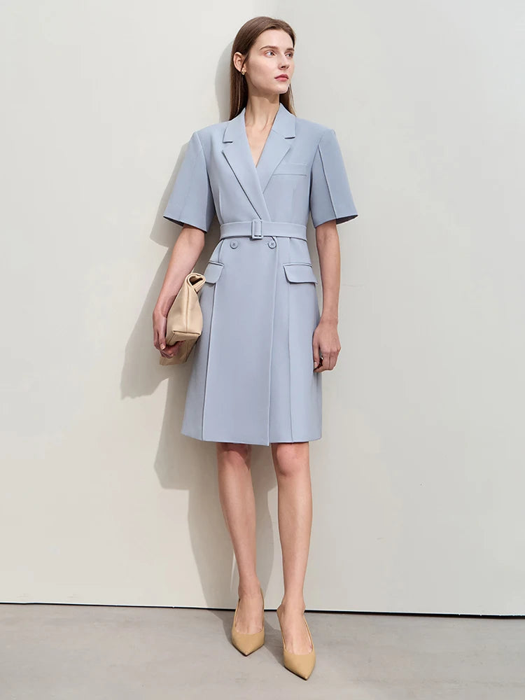 Minimalistisches Blazer Kleid Für Damen Elegant Mit Gürtel