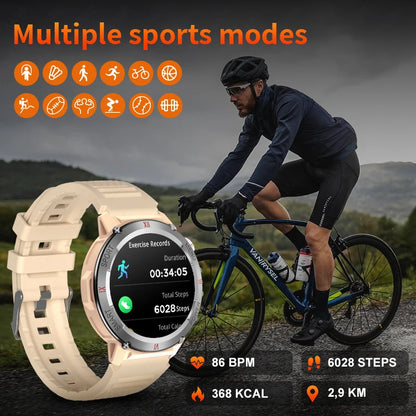 LIGE 2025 Neue männer Smartwatch Taschenlampe Herzfrequenz Blutdruck Gesundheit Überwachung Wasserdichte Intelligente Uhr Für Android IOS