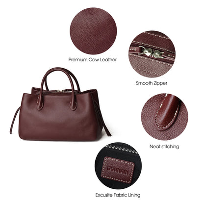 Echtes Rindsleder Damen-Handtasche | Mehrfach-Fächer Top-Handle