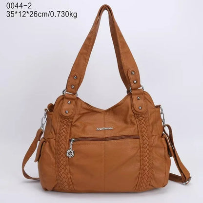 Damen-Handtasche aus PU-Leder mit Mehrfachfächern und Reißverschluss und verstellbarem Schultergurt