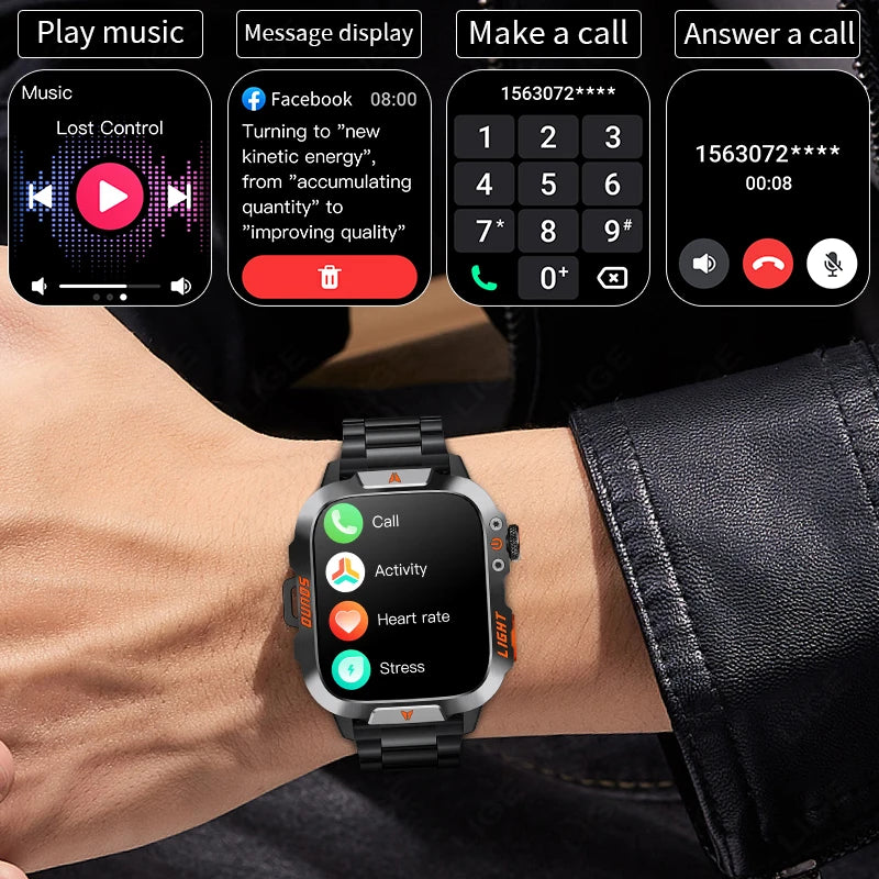 LIGE Neue Militärische Smart Uhr Männer LED Taschenlampe 420mAh Wasserdichte Outdoor Sport Bluetooth Anruf Smartwatch Für Huawei Xiaomi