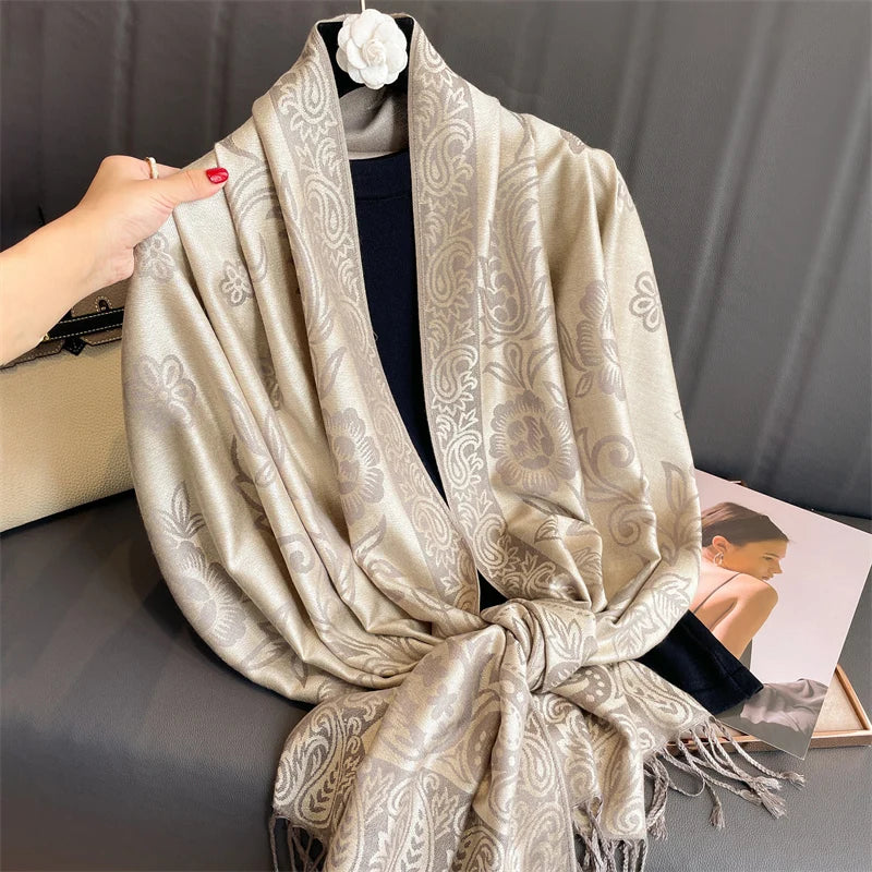 Damen Winterschal Kaschmir Pashmina Luxus Druck warm Stolen Foulard B