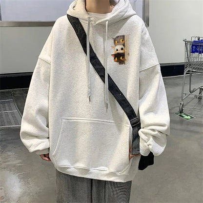 Frühling männer Cartoon Katzen Grafik Druck Hoodies Hip Hop Mode Mit Kapuze Sweatshirt Übergroßen Langarm Y2K Streetwear Hoodie