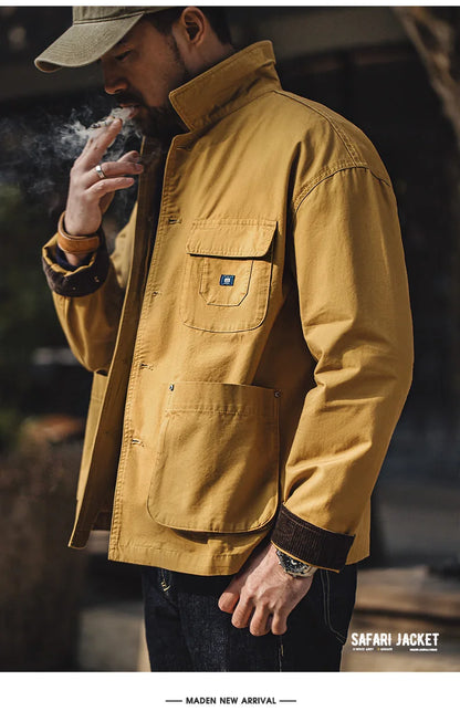 Herren Kurze Jacken Retro Jagd Revers Plus Size Outwear Frühling Herbst