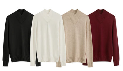 Strickpullover mit Stehkragen in mehreren Farben: schwarz, weiß, beige, rot