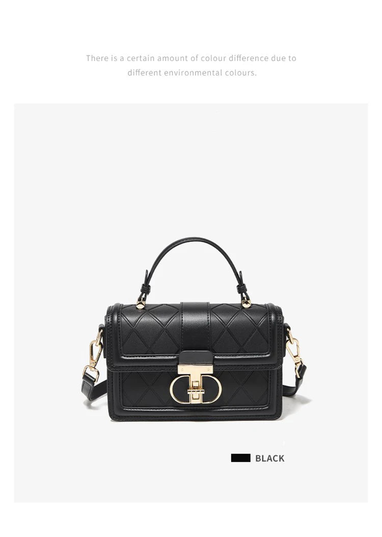 Damen Top-handle Tasche aus Split Leder mit Diamant-Gitter