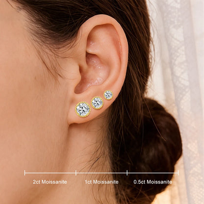 Unisex-Ohrstecker Moissanit D-Farbqualität aus 925er Sterling Silber GRA Zertifiziert