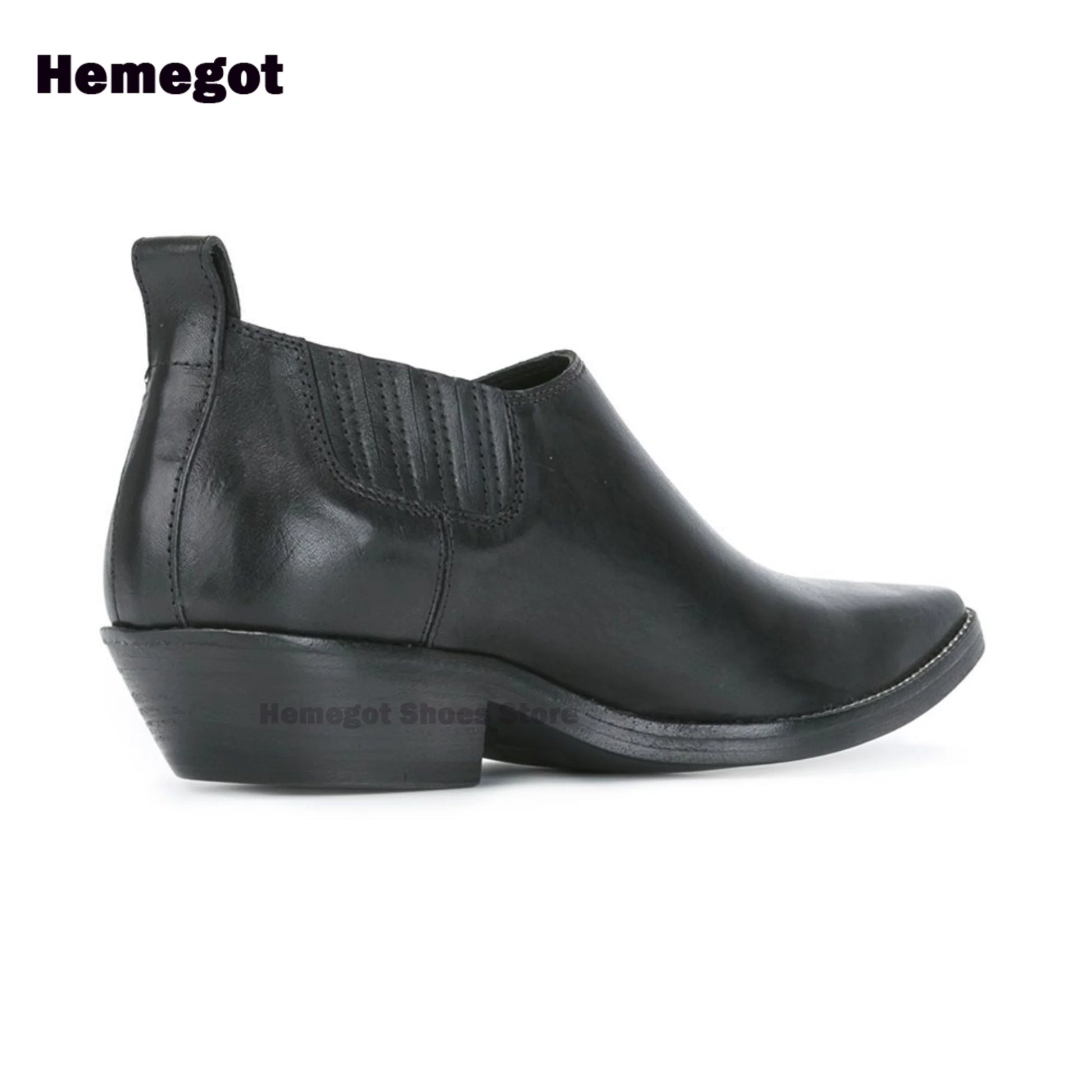 Chelsea-Boots für Herren, schwarz, elastischer Schaft, profilierter Blockabsatz