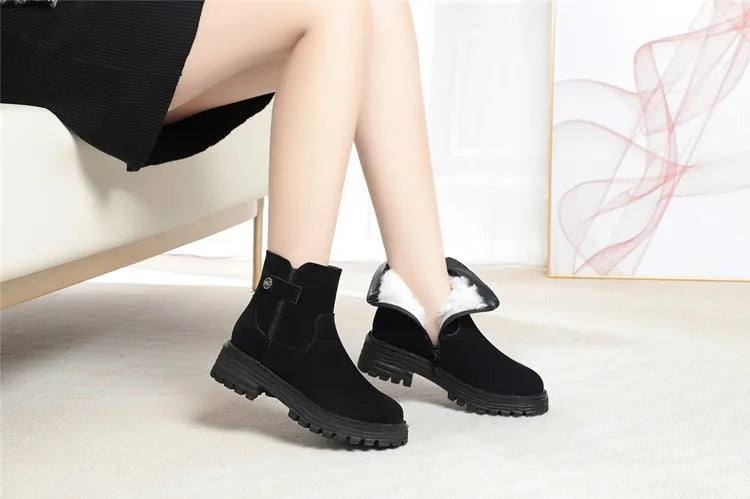 AIYUQI Winter Shoes Boots Ladies 2025 New Genuine Leather Women Snow Boots Large Size Natural Wool Warm Women's Ankle Boots