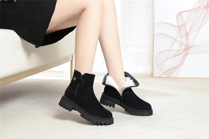 AIYUQI Winter Shoes Boots Ladies 2025 New Genuine Leather Women Snow Boots Large Size Natural Wool Warm Women's Ankle Boots