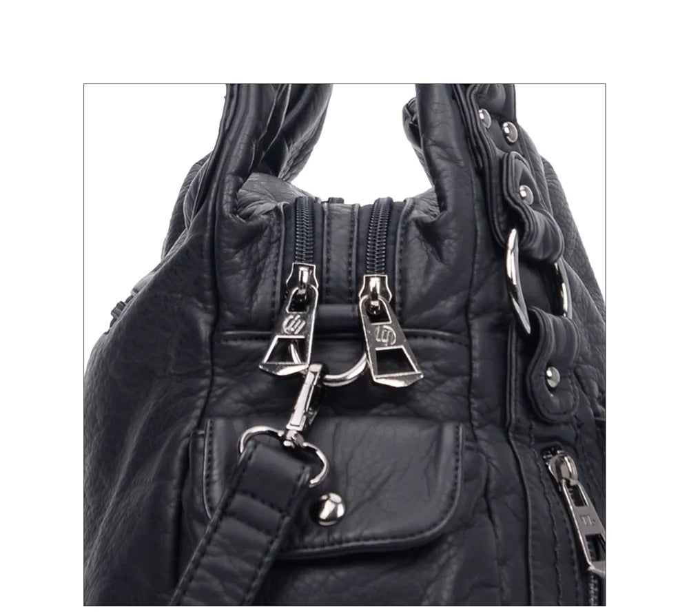 Damen-Hobo-Tasche aus Vintage-Leder mit verstellbarem Tragegurt und Mehrfachtaschen
