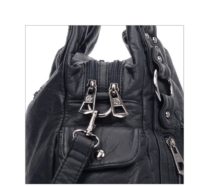 Damen-Hobo-Tasche aus Vintage-Leder mit verstellbarem Tragegurt und Mehrfachtaschen