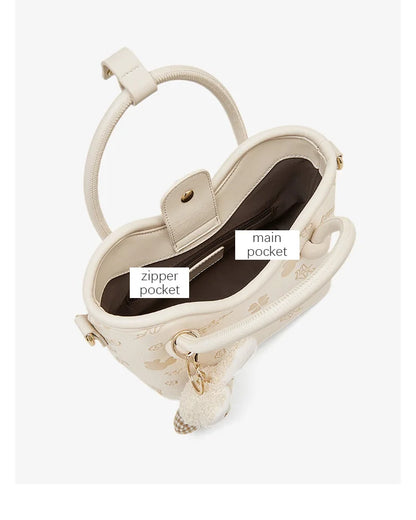 Damen Handtasche Aus PU-Leder Im Bucket-Stil Mit Crossbody Design