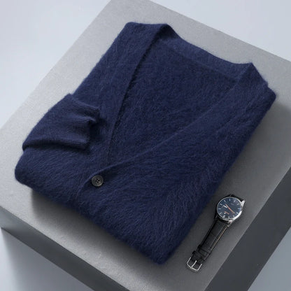 Herren Strickjacke Frühling und Herbst Basic Nerz Kaschmir pullover Herren große lose V-Ausschnitt Strick mantel reine Farbe Freizeit jacke Tops