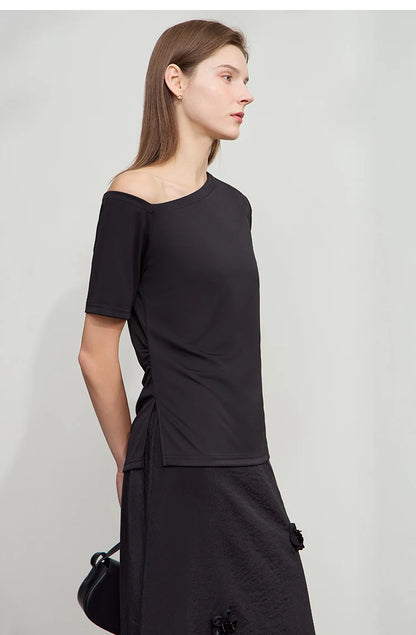 Damen T-Shirt im minimalistischen Stil mit klassischer Slim Fit Passform