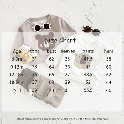 Unisex Baby Outfit Set mit Nette Bär Fleece Hoodie und Hosen