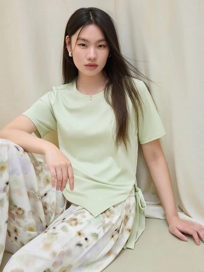 Damen Vintage T-Shirt mit Kontrastnähten und Rundhalsausschnitt – Lässiger Schnitt aus atmungsaktivem Baumwollmix für einen schicken Freizeitlook