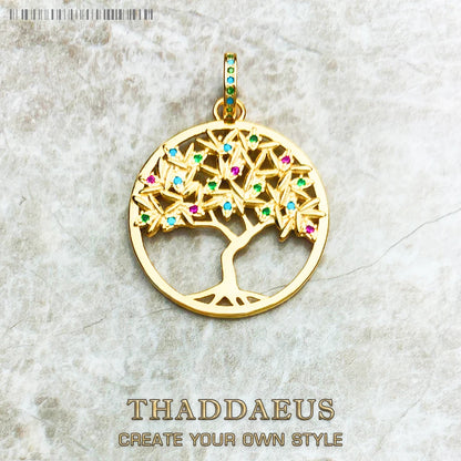 Damen-Charm-Anhänger goldener Baum Böhmen romantisch aus Sterlingsilber
