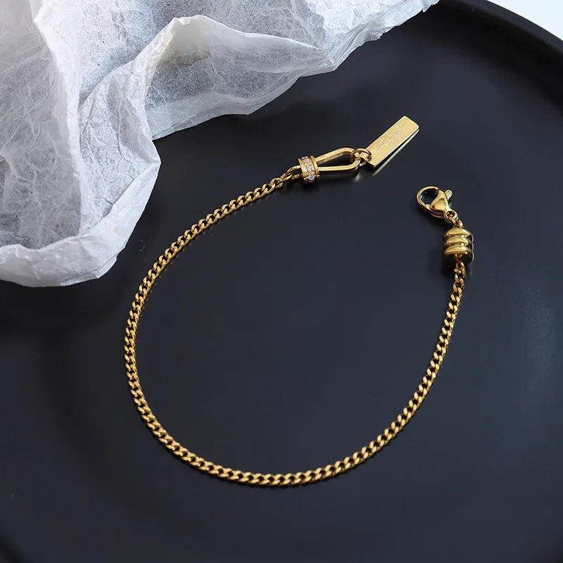 Damen-Gliederarmband mit Zirkonia-Fassung aus Edelstahl