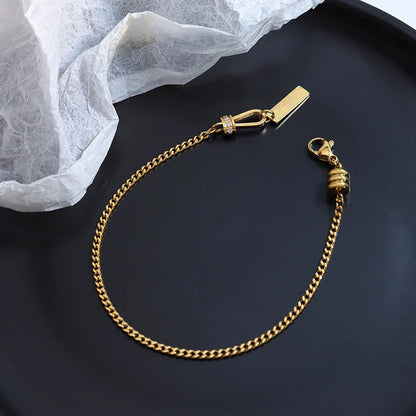 Damen-Gliederarmband mit Zirkonia-Fassung aus Edelstahl