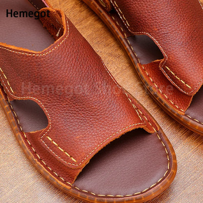 Men's Black Brown Sandals Roman Sandals New Summer Leather Non-Slip Soft Bottom Slippers Men's Casual Sandals Beach Shoes