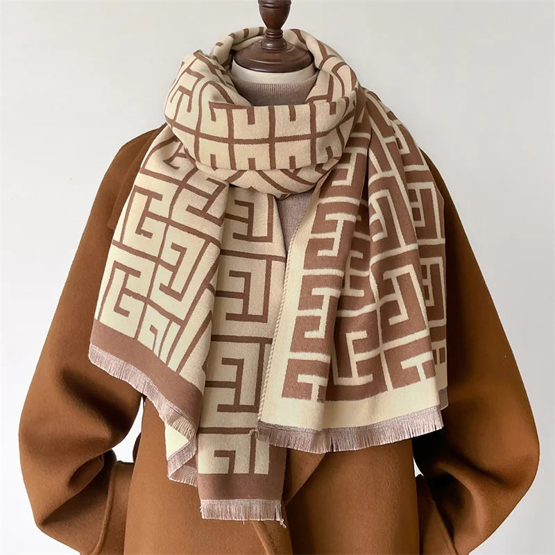 Damen Winterschal Kaschmir Pashmina Design warm Wickelschal Halstuch Echarpe Bandana