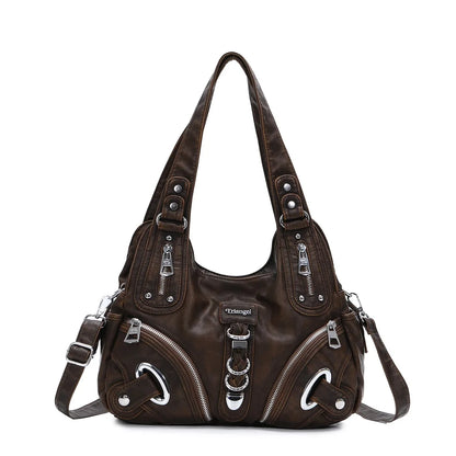 Damen-Schultertasche mit Leopardenmuster und Top-Handle Tragegriff für Alltag und Freizeit Vielseitig