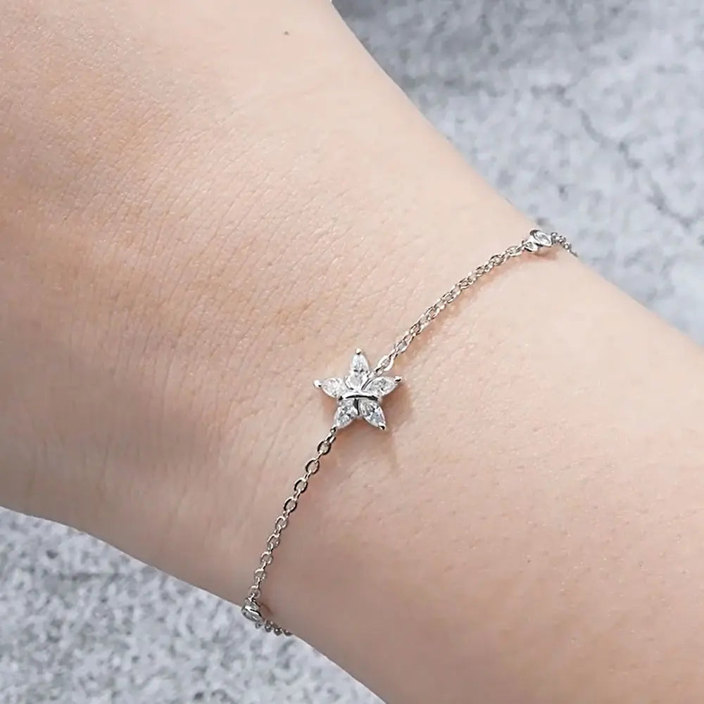 Damen-Kettenarmband mit Stern-Moissanit aus Sterlingsilber