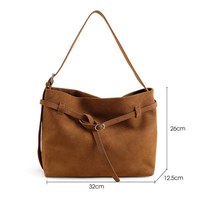 Tote-Tasche aus Echt Wildleder | Kaffee-Braun, Viel Platz