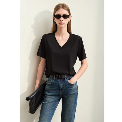 Damen Kurzarm-T-Shirts mit V-Ausschnitt und Sonnenschutz für kühles Gefühl