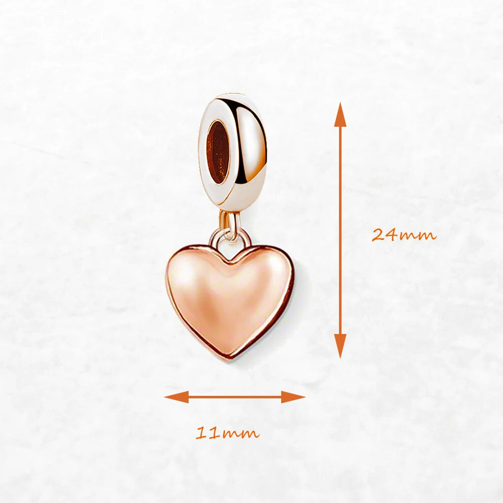 Damen-Charm Herz Roségold romantisch aus Sterlingsilber