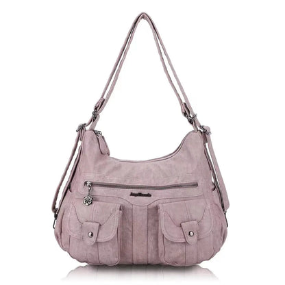 Damen-Schultertasche Aus Weichem PU-Lederimitat Mit Innenfach Und Reißverschluss Alltag Und Shopping