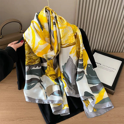 Damen Satin Seidenschal Hijab Sommer Sonnenschutz Strand Kopftuch Foulard