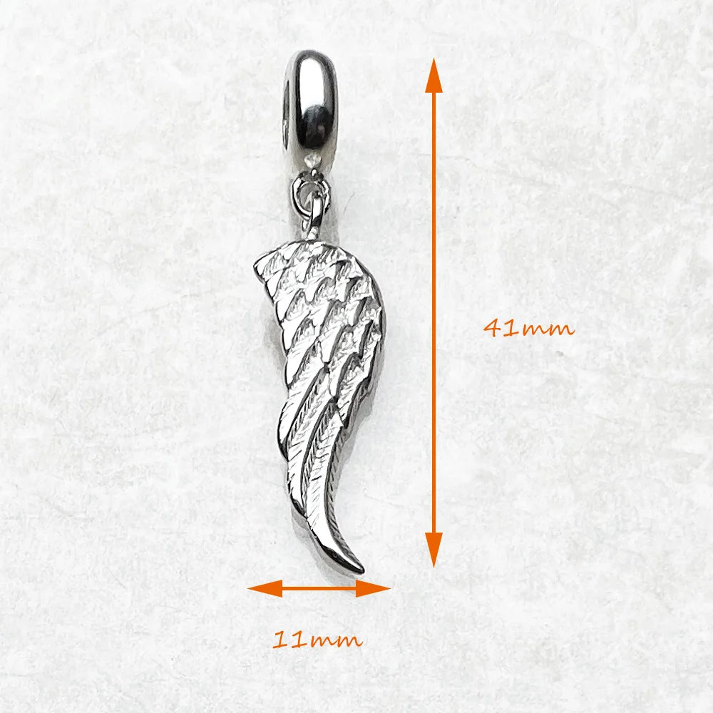 Damen-Charm-Anhänger Engel Flügel Vintage Schutz aus Sterlingsilber