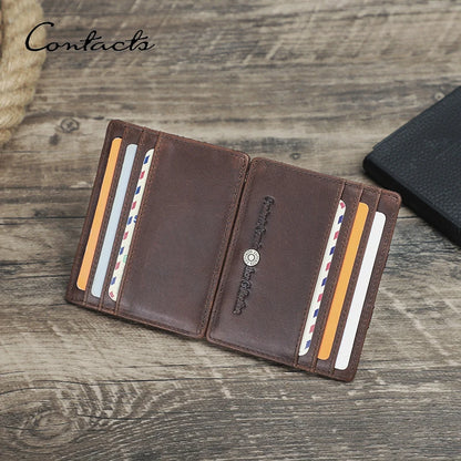 Herren Echtleder Geldbörse Slim RFID Kartenhalter Geldclip ultra dünn Mini Geschenk