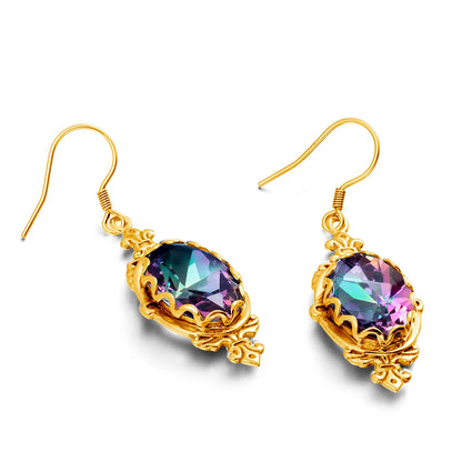 Damen-Silber-Tropfen-Ohrringe Mit Synthetischem Mystic Topaz Geburtsstein-Effekt Eleganter Glanz