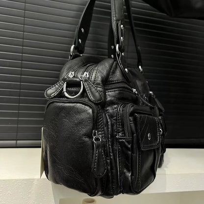 Damen-Satchel-Tasche aus PU-Leder mit Mehrfach-Innenfächern geeignet für Alltag und Freizeit