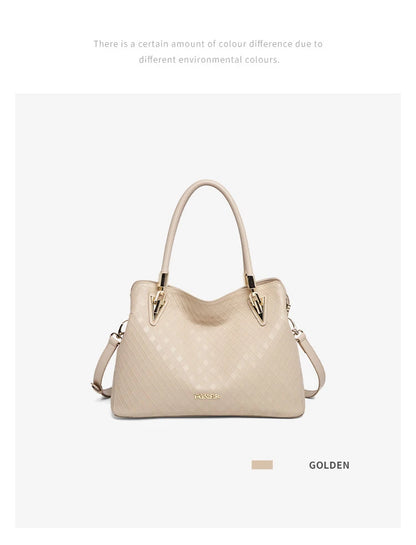 Damen-Handtasche aus echtem Leder mit Diamantprägung und vielseitige Trageweise im Alltag
